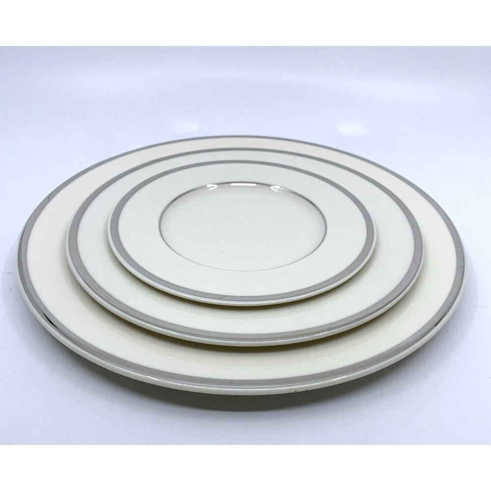 Set of 3 Castleton Fine China Dinner Salad and Bread Plates One of Each Platinum